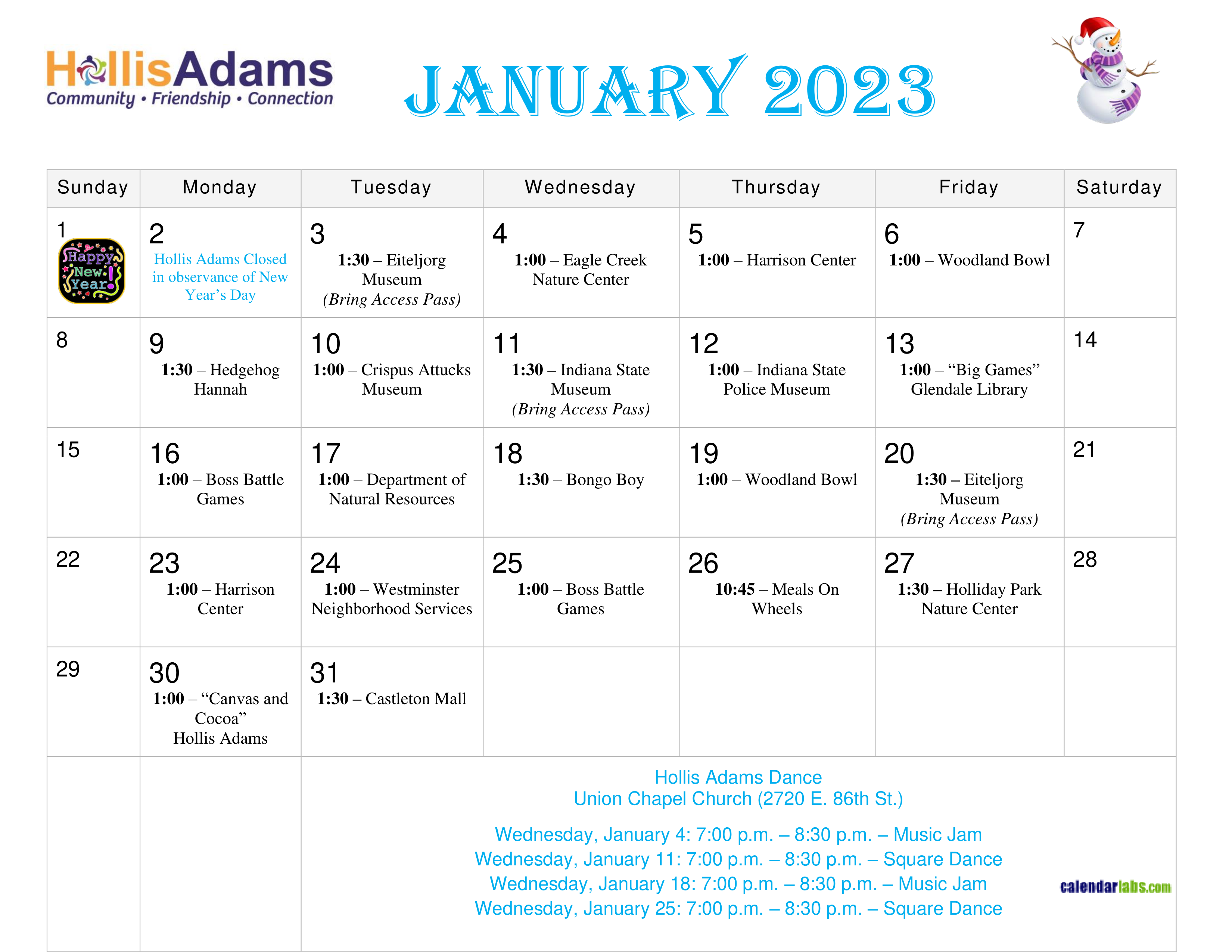 January 2023 Calendar.rtf